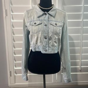 Distressed cotton jean jacket